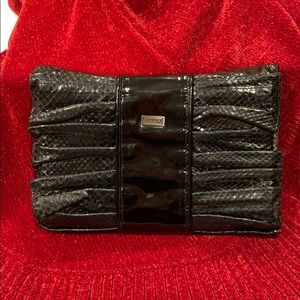 Black patent leather clutch